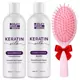 RINKINYS MINI: KERATIN SILK: ŠAMPŪNAS IR KONDICIONIERIUS + DOVANA: PLAUKŲ ŠEPETYS